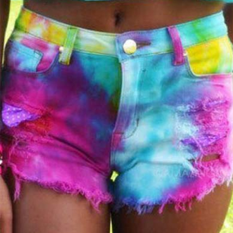 Colored denim shorts